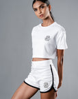 White Crop Top T-Shirt | Societies Clothing Sri Lanka | Activewear | Gym Clothes | Gym Wear | Gym Comfort Wear 